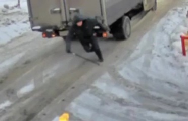 Old Russian Man Crushed Under Truck 