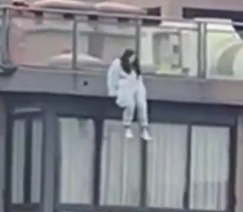 Girl Jumps as Soon as Rescuers Show up.