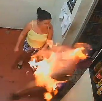 Woman Sets Drunk Husband On Fire.