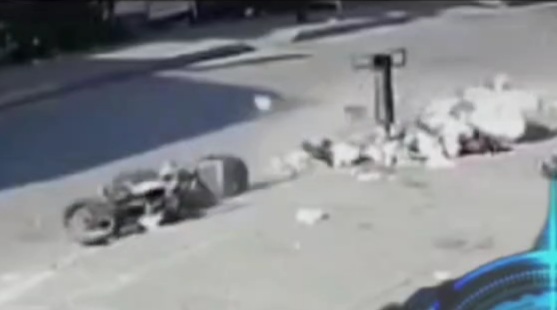 Horrific deadly motorcycle accident captured by security cam 