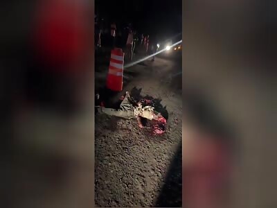 biker flattened by truck. Guatemala, 18 December 2023
