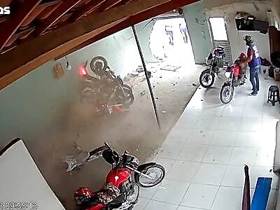 Motorbiker Makes Impressive Entrance