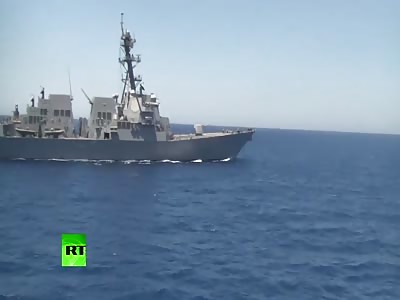 See US Destroyer Passing Course of RU Frigate in Mediterranean