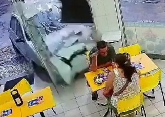 Drunk Driver Flies into a Cafe, Ruining Couples Date.