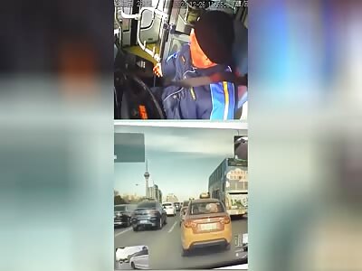 Bus driver suffers some sort of medical episode and crashes into oncom