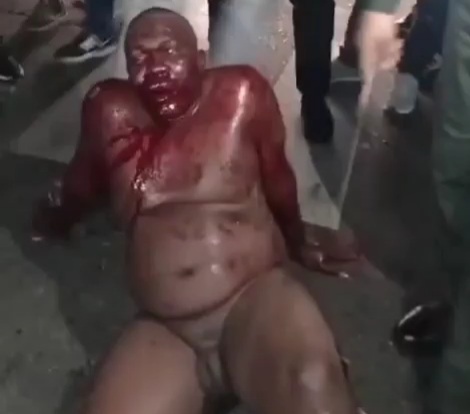 Thief humilated stripped naked and gets a bloody beating 