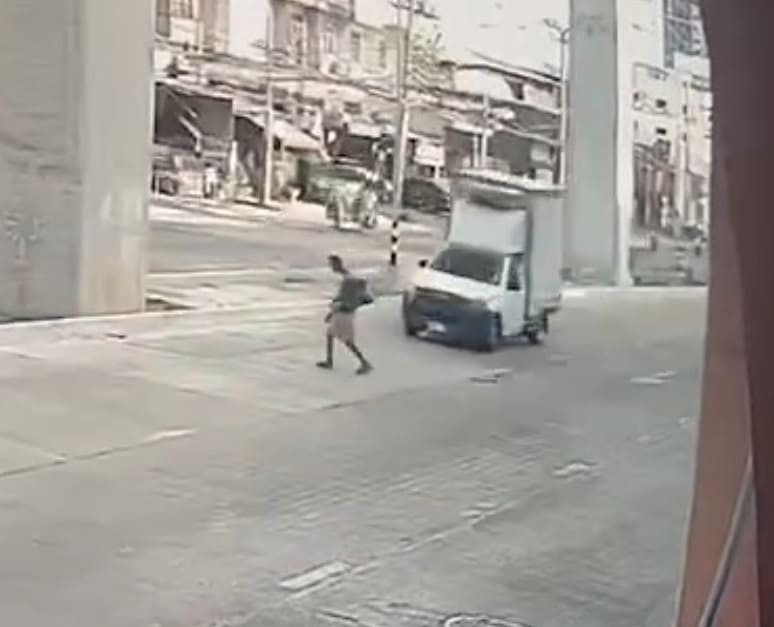 Pedestrian Gets Wrecked By Box Truck