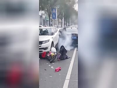 An Audi car runs over many people in China as well as itself