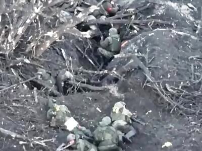 A drone grenade hits several russian soldiers at once