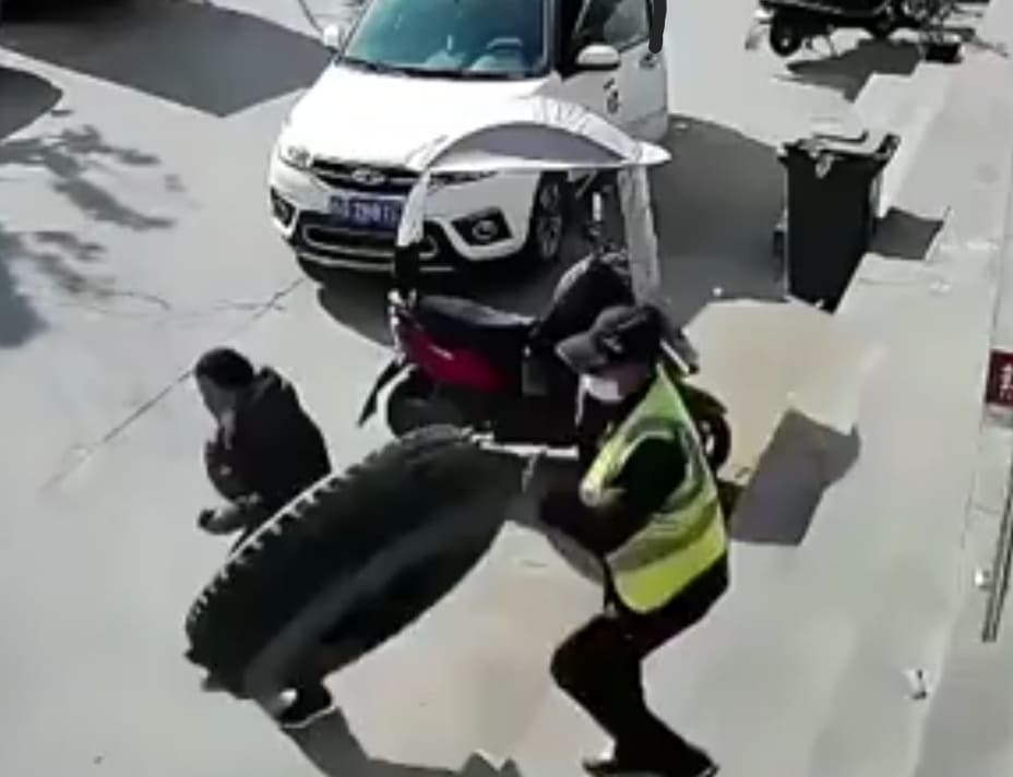 Security Guard Wrecked By Runaway Tire