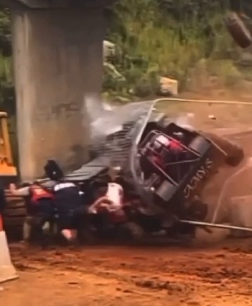 rally car crushing several victims