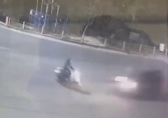 Motorcyclist is Flipped Like a Rag Doll 