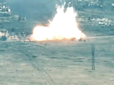 Huge explosion of Russian TOS-1A while moving
