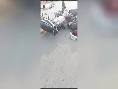  Five people were injured after accident in traffic. [AFTERMATH]