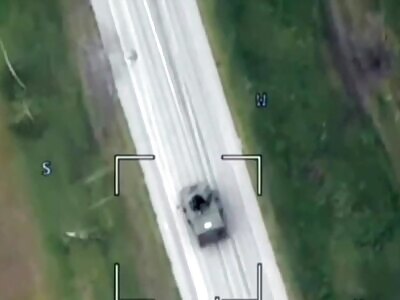 Ukrainian humvees overturned while running away from a Russian drone