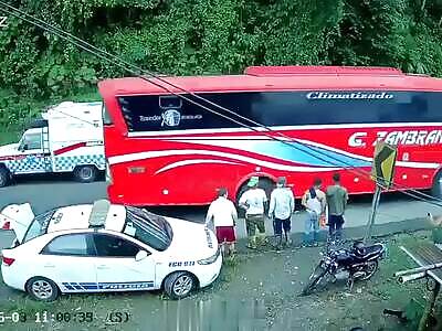 From Bad To Worst: Car Crash Survivors and Medics Run Over By Bus