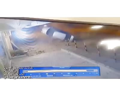 Flipping Car Almost Hit CCTV Camera 