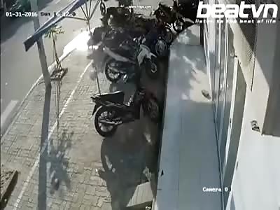Bike Came Flying and Crashed into Parked Vehicle 