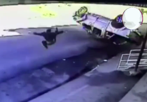 Person Violently Ejected from Tumbling Vehicle in Terrible Accident 