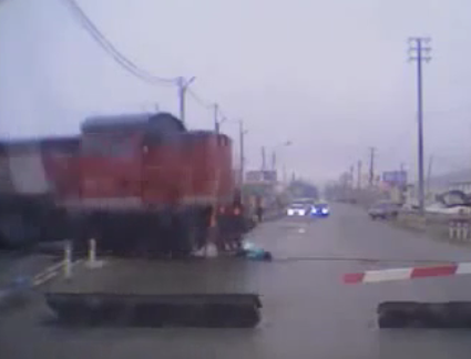 Train Knocks Down Careless Girl On Headphones In Russia.