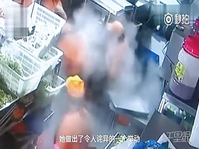 Restaurant Worker Pours Hot Water on Colleague's Face after Getting Kicked