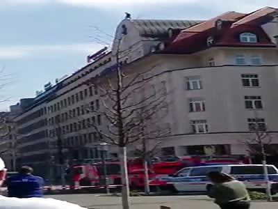Guy Jumps to Death from Top of a Hotel in Leipzig Germany 