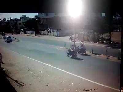 Three People on a Bike Run Over by a Truck