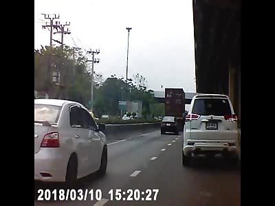 Scooter Rider Getting Run Over by a Truck Action@:40