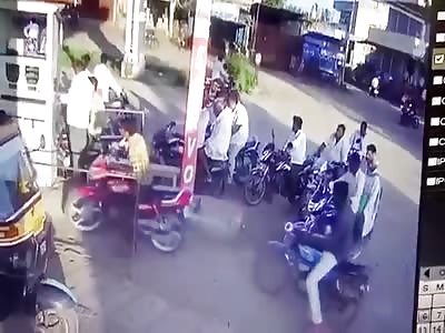 Funny Accident. Gas Station Line-Cutting India