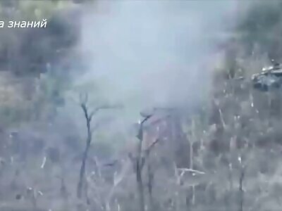 Russian tank destroys Ukrainian tank in close range combat.