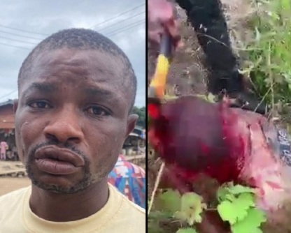 [Better quality]Another victim of the BLACK AXE GANG MEMBERS butchered in forest 