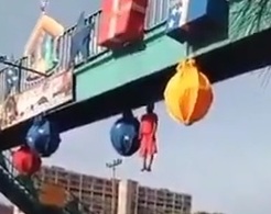 Depressed old man commit suicide by hanging himself from a bridge 