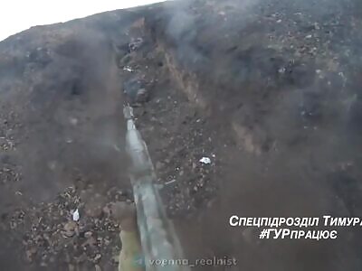 Ukrainian fighter clearing Trench in Bakhmut.