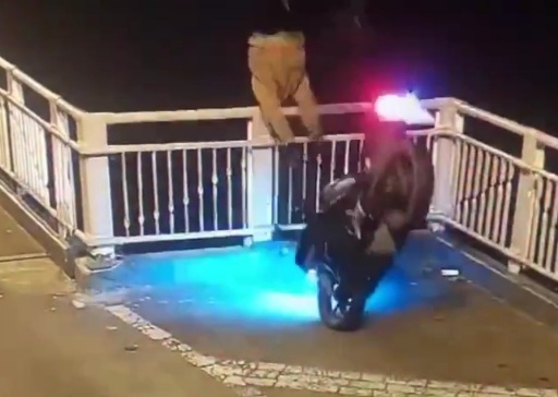 Motorcyclist crashed into guardrail and fall from 5 meters high bridge