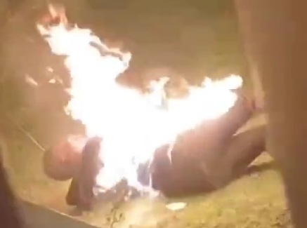 Drunk Dude Burns Himself Alive.