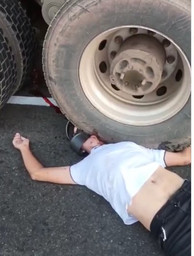 motorcyclist had his head crushed