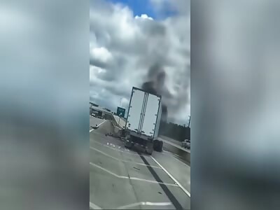 Truck Driver Caught Fire On Highway