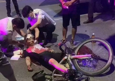 Biker crashed into the back of parked truck 