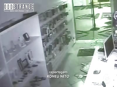 Robber Faceplants Into Glass Door in Brazil