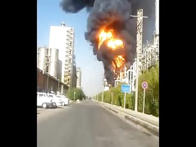 Oil Drum Set on Fire in Iran