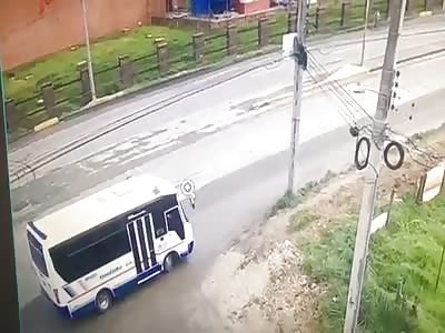 Terrible biker accident cause by bus driver