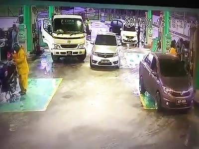 Lorry Accident At Petrol Station Malaysia -