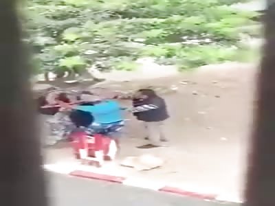 husband beating his wife so bad in street 