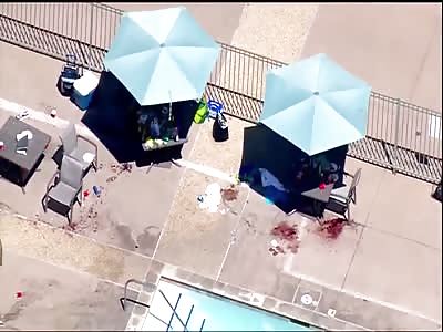 Aerial view of pool party shooting