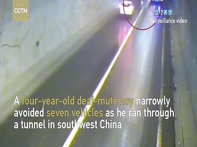 Deaf-mute boy, 4, narrowly avoids seven vehicles in tunnel