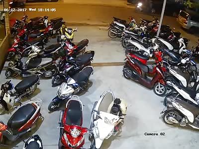 Car Crashes into Scooters 