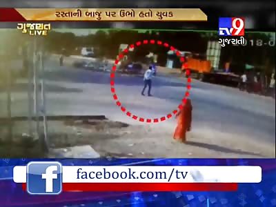 Man hits by dumper, escapes unhurt 