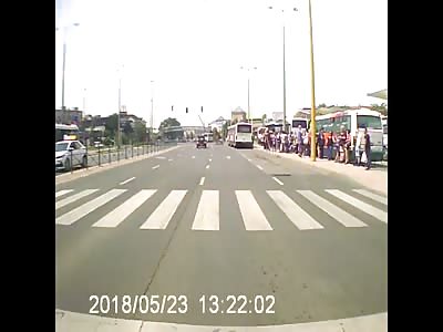Lucky Pedestrian! Close Call