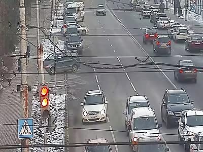 Utility Truck Takes Out Several Cars