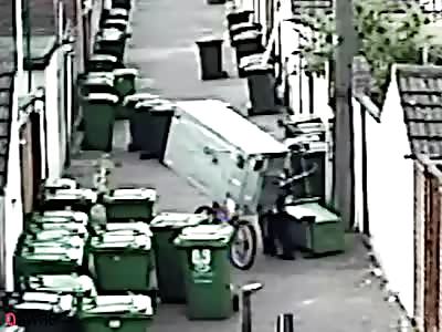 CCTV shows man fly-tipping huge fridge
